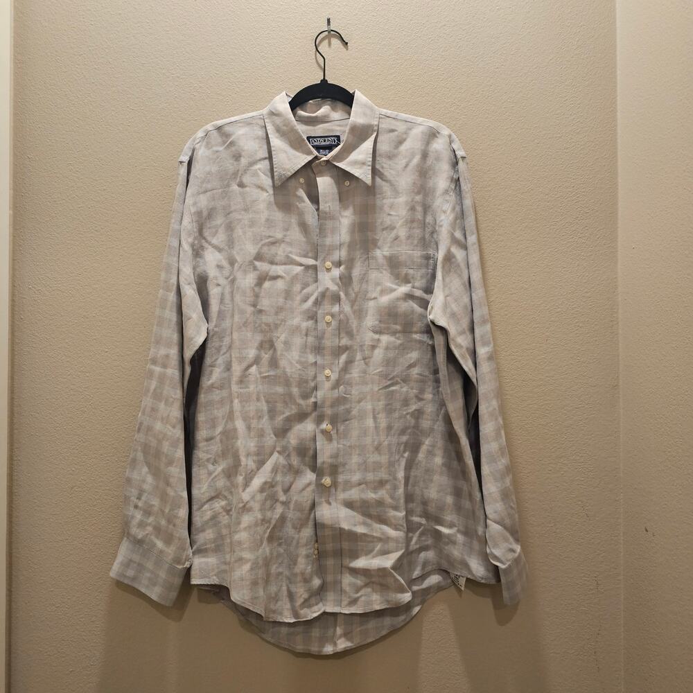 NWOT Lands' End Men's Long Sleeve Button Down Hemp Linen Shirt Size 16 1/2 35